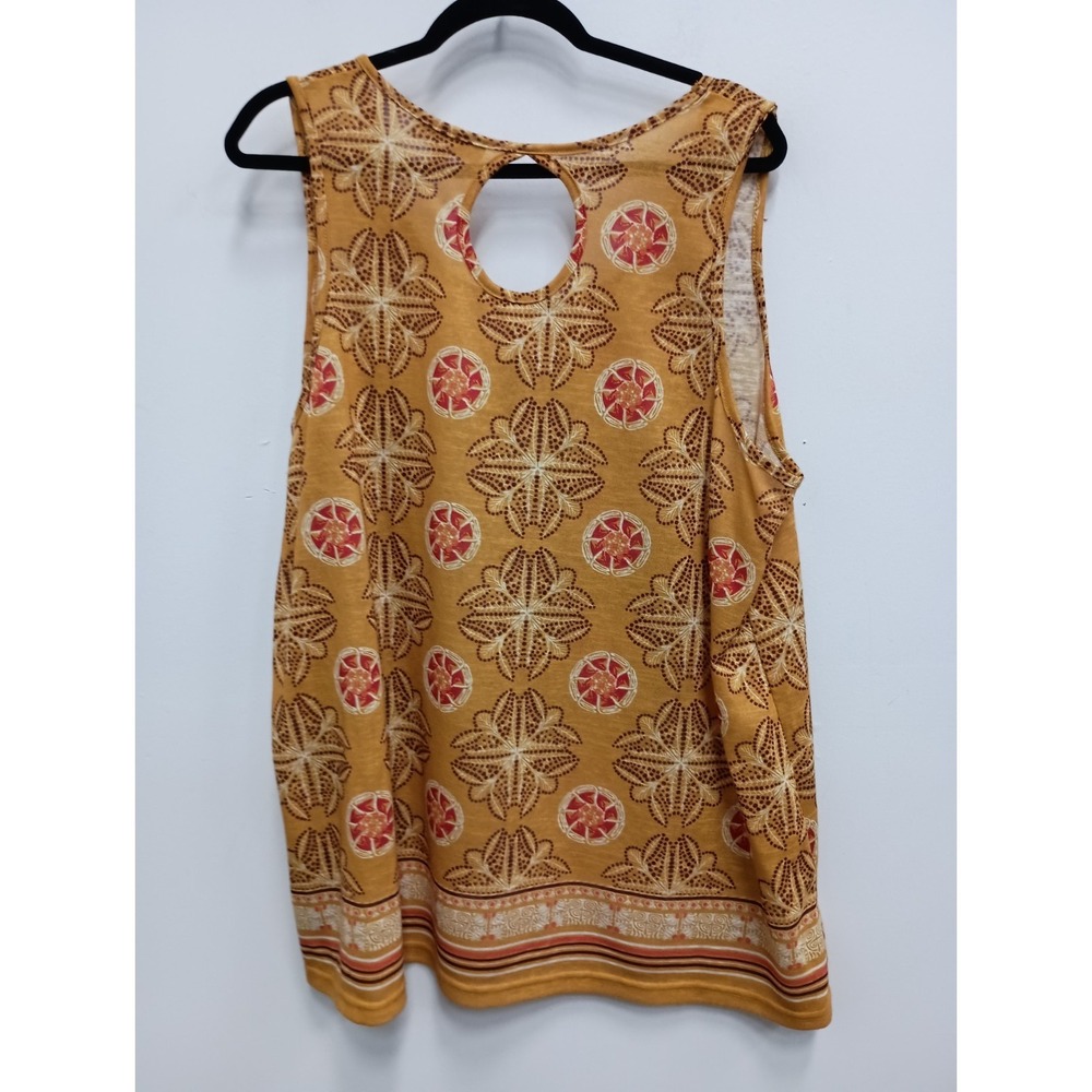 Weekend Suzanne Betro Womens BOHO Tank Top Size 2X Yellow Floral Vacation Beach - Picture 8 of 8